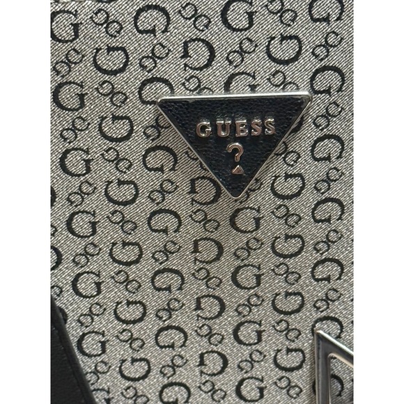 Guess Tote Bag Purse Handbag, Gray Logo Print, Heart Charm Cute - Picture 3 of 11